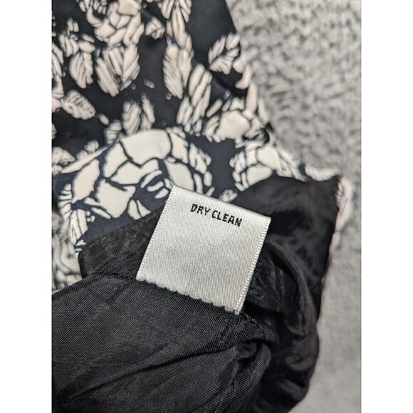 Talbots Dress Womens 4 Roses Boho Floral Black White Cotton Stretch Pockets - Picture 5 of 16